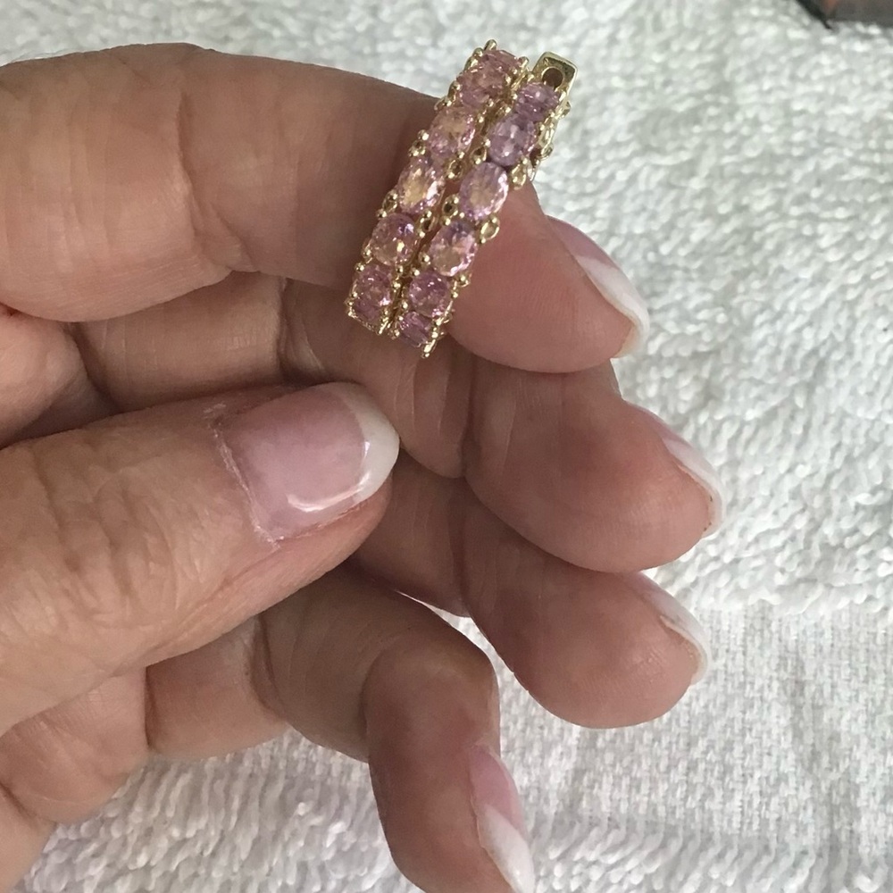 Pink Sapphire Gold Hoop Earrings